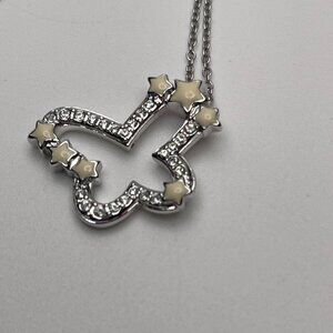 Swarovski Crystal Butterfly Necklace w/ Enamel Stars - NWOT